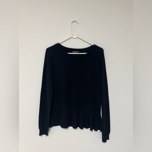 Twin-Set Black Long Sleeve Peplum Hem Sweater